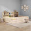 Lit plateforme en bois avec garde-corps et tablettes de rangement latérales-777039832-777039838