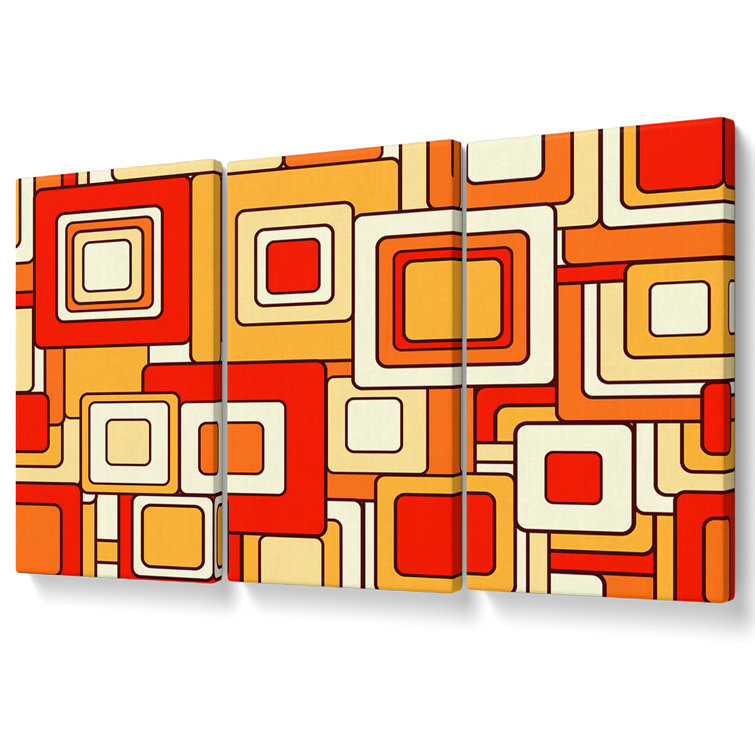 Psychedelic Orange Canvas 3 Panel Set