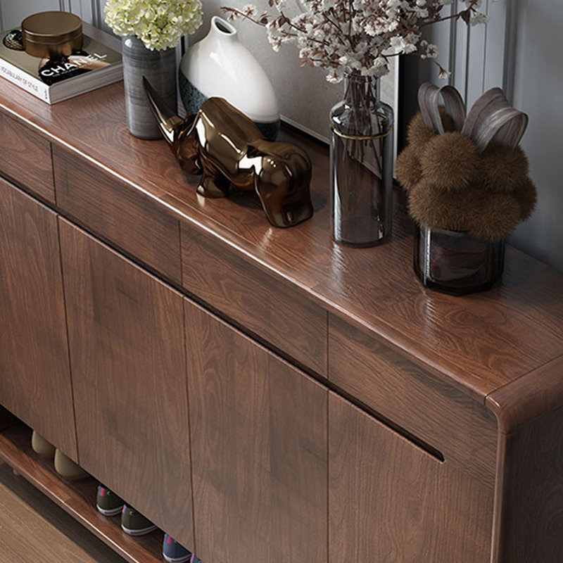 Nut-Brown Solid + Manufactured Wood Shoe Storage