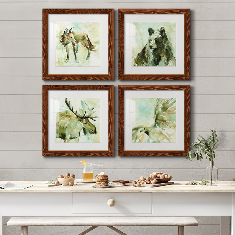 On Second Thought - Ensemble de 4 peintures sur toiles encadrées, H 27,5 po x l 110 po x P 1,5 po