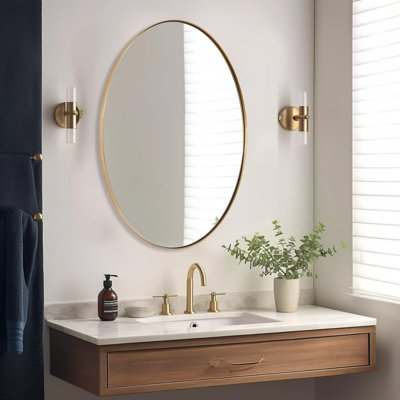 Miroir de salle de bain Kaitlee Cadre en acier inoxydable