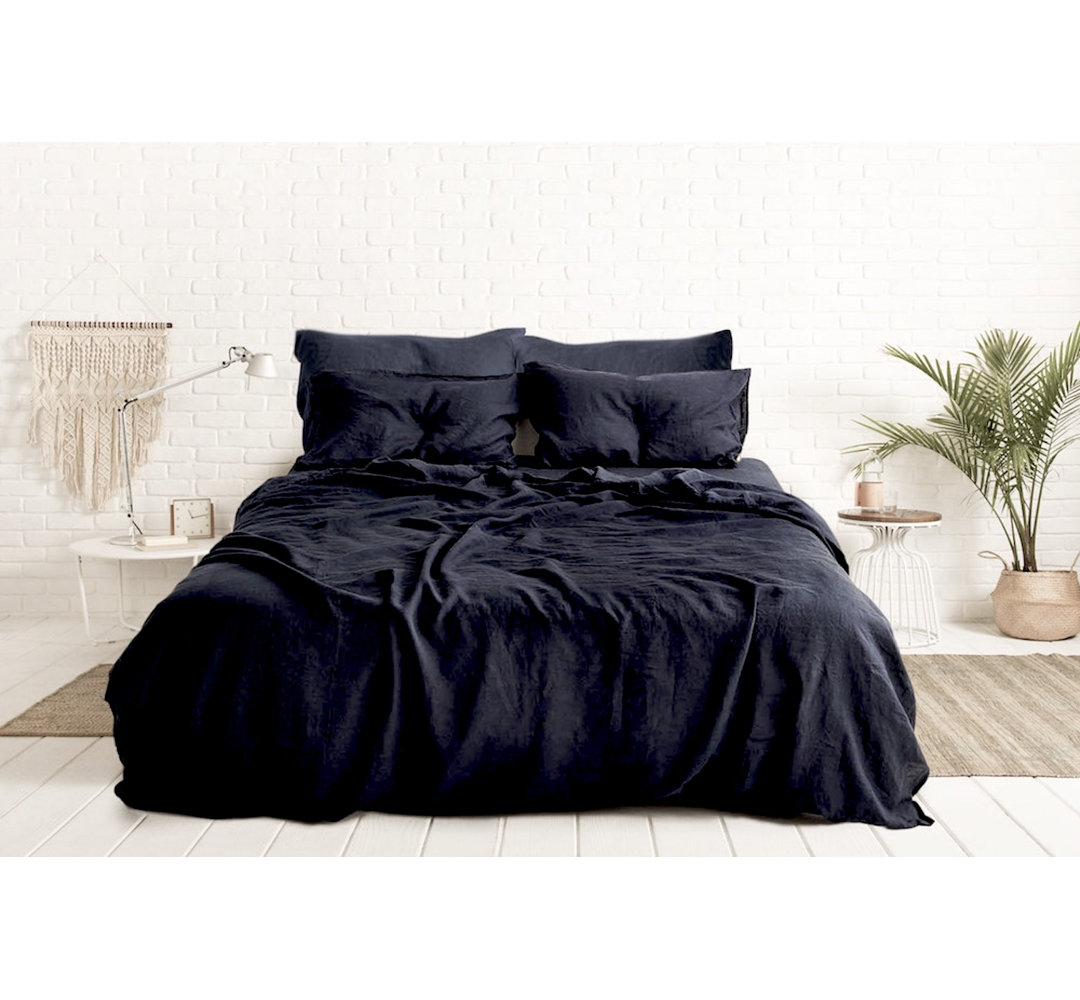 Linen 3 Piece Duvet Cover Set BEDLAM 