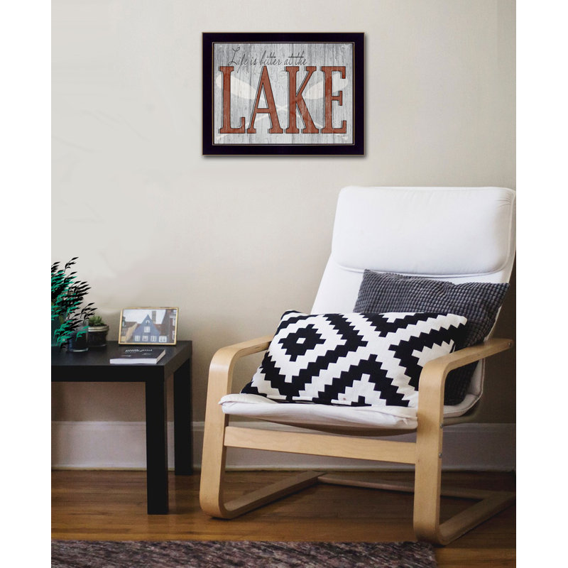 «Life Is Better At The Lake», art mural encadré pour le salon, décoration murale par Kate Sherrill, Noir