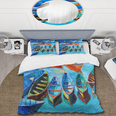Blue/Green Microfiber Duvet Cover Set