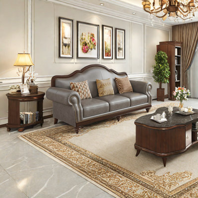 European-style Casual Leather Sofa 94.4'' Leather Sofa