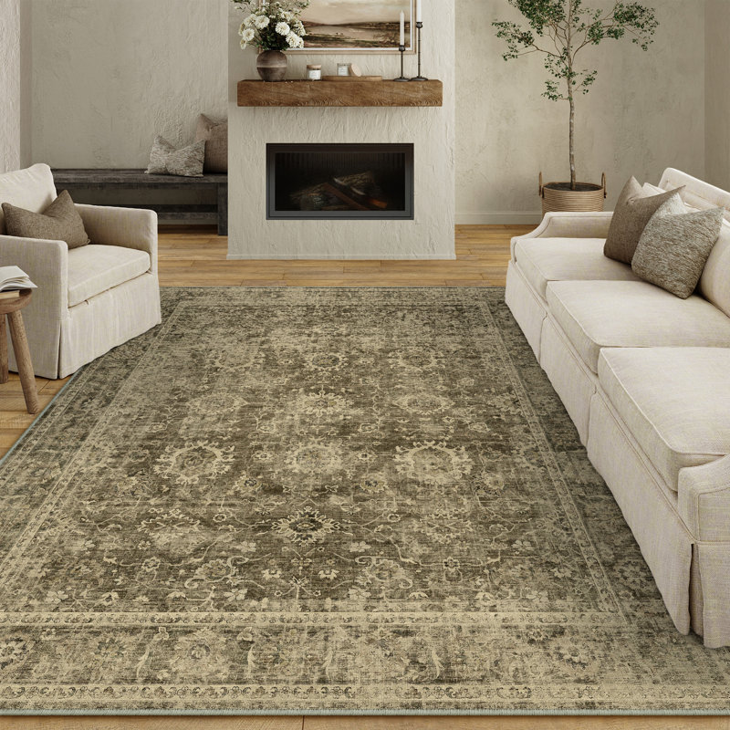 Romola Machine Washable Oriental Area Rug For Living Room with Non-Slip Backing, Rectangle 8' x 10'