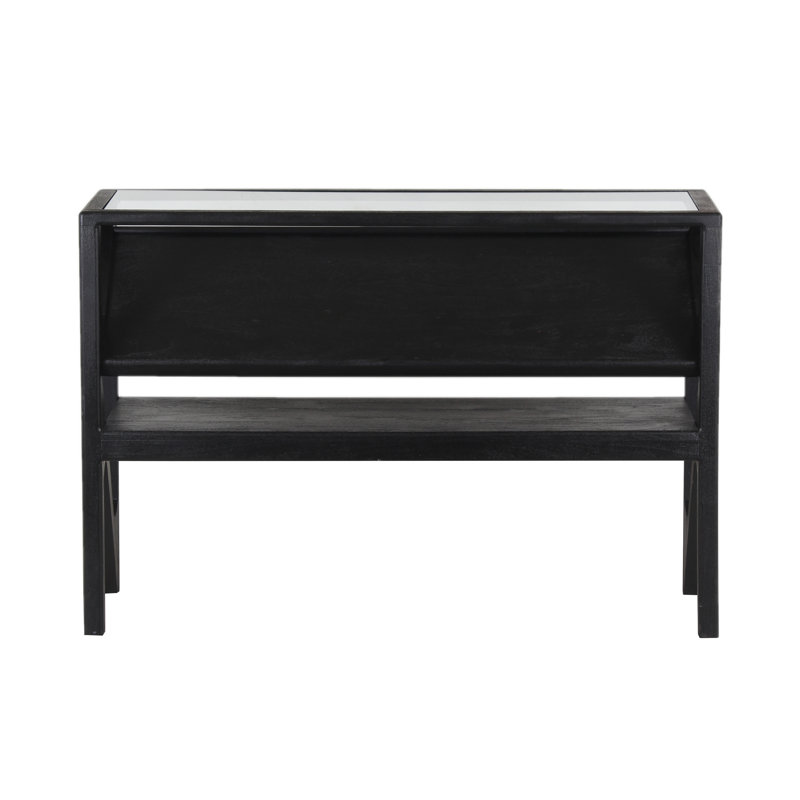 Metivier Solid Mango Wood Console Table, Black