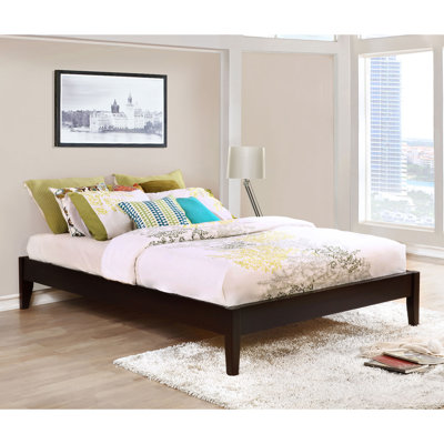 Cappuccino Eastern King Platform Bed With Transitional Spirit, Pine And Asian Hardwood Build, Slat - Assisted Mattress Support Simple Look, Material, Supported