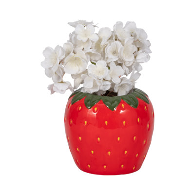 Sagebrook Home 7" Vibrant Ceramic Strawberry Planter