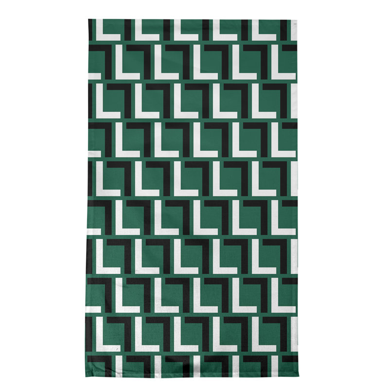 Wimpole Tea Towel Kitchen Towel, Polyester, Gotham Green/White/Stealth Black