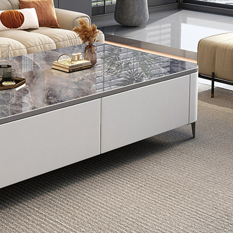 Table basse Modern Luxury, Blanc, 15.35" H x 47.24" L x 23.62" W, Gris