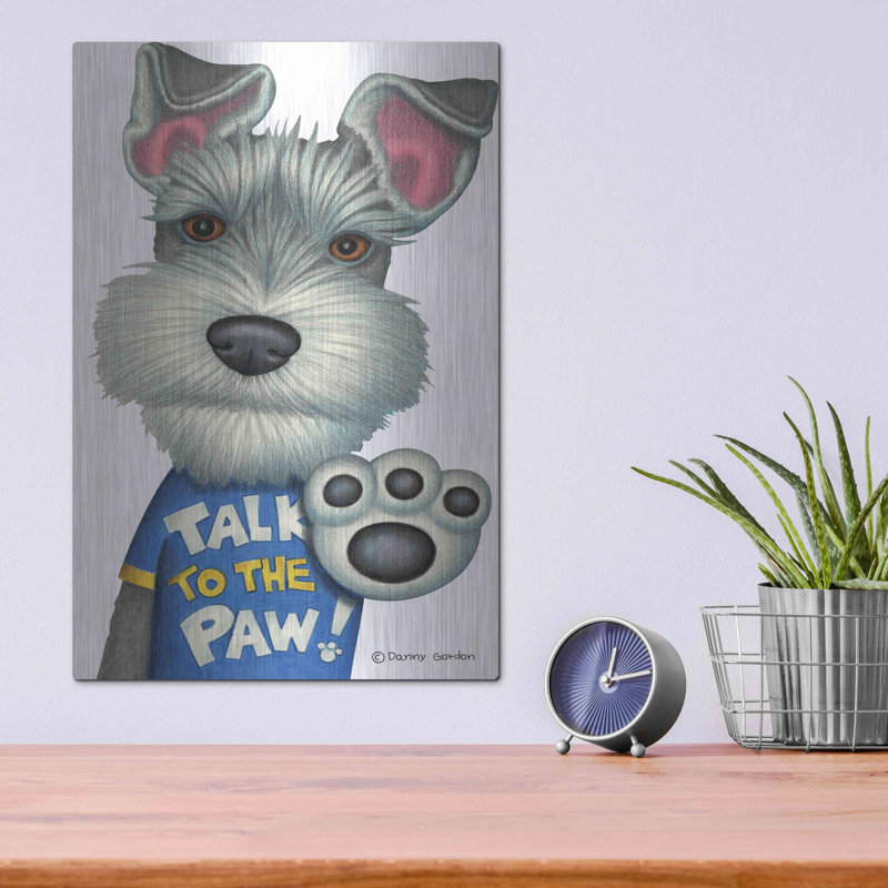 "Schnauzer parle à la patte" par Danny Gordon, H 16 po x l 12 po