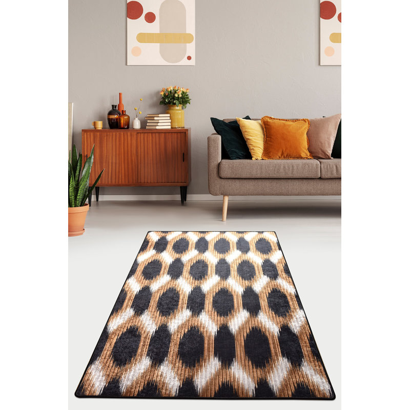 Tapis de qualité supérieure (5,2 x 7,5 pi), 100% polyester, hauteur de velours de 0,2 po | Antibactérien, antidérapant, dessous lavable à la machine | Conception élégante pour le décor du salon et de la chambre à coucher, douce et durable