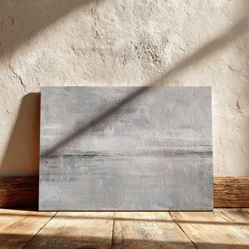 Toile abstraite grise, art mural blanc argenté - impression de texture neutre minimaliste, peinture industrielle moderne pour le décor du salon