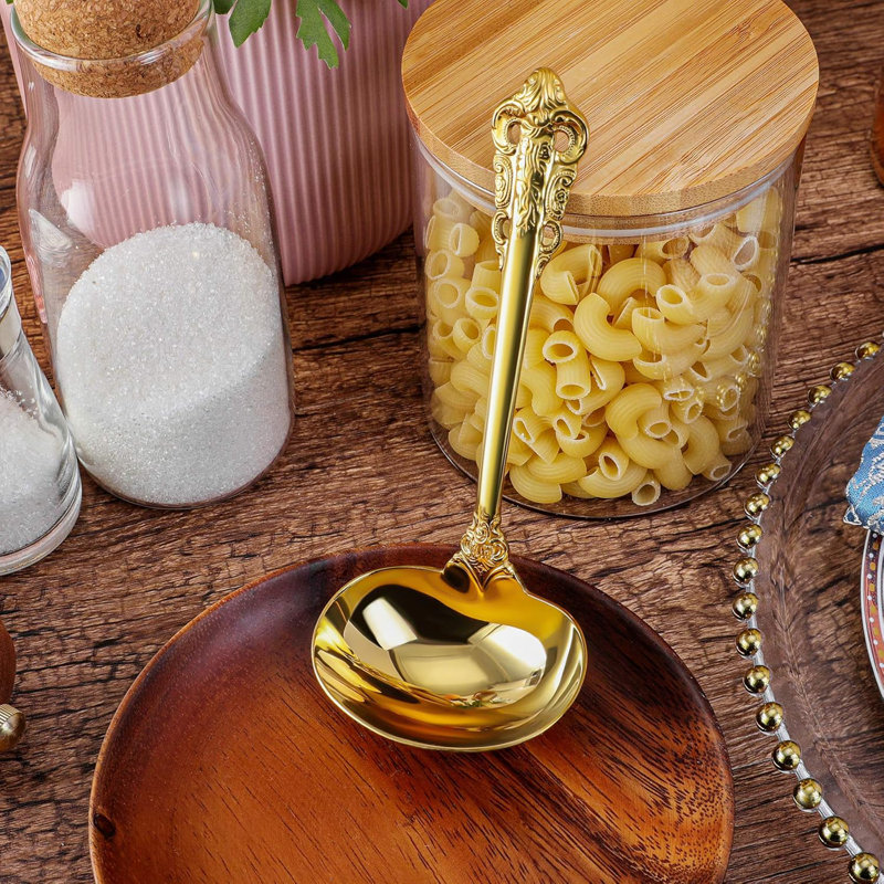 Louche à sauce en acier inoxydable 18/10 de qualité supérieure avec finition miroir - Louche à soupe et à sauce au design antique - Ustensile de service durable lavable au lave-vaisselle