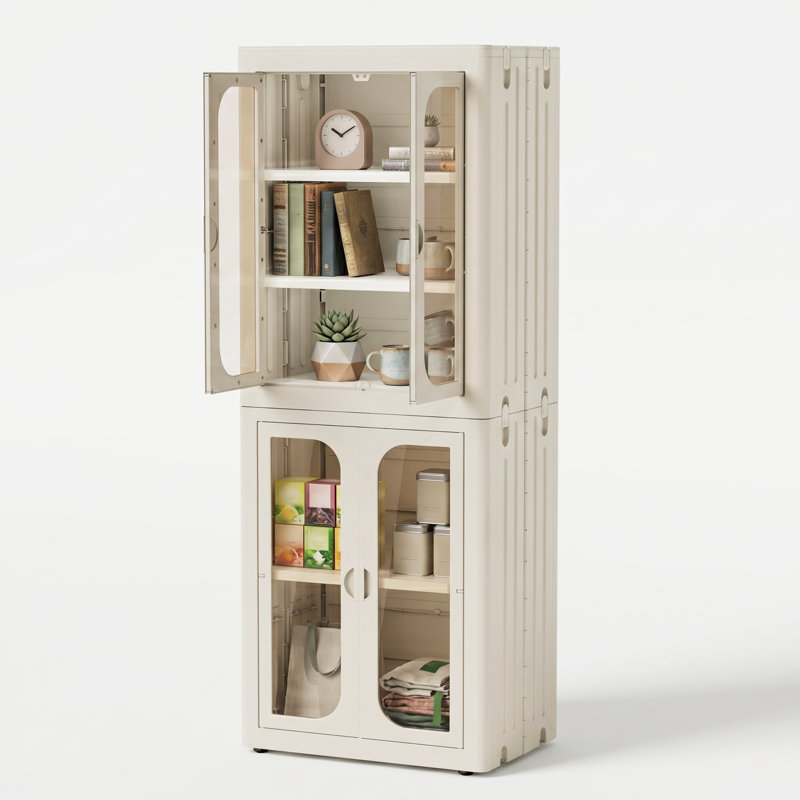 Armoire de rangement pliante à 5 niveaux Adelaine, bacs de rangement en plastique empilables et étanches 254QT avec roulettes, tablettes réglables, portes magnétiques