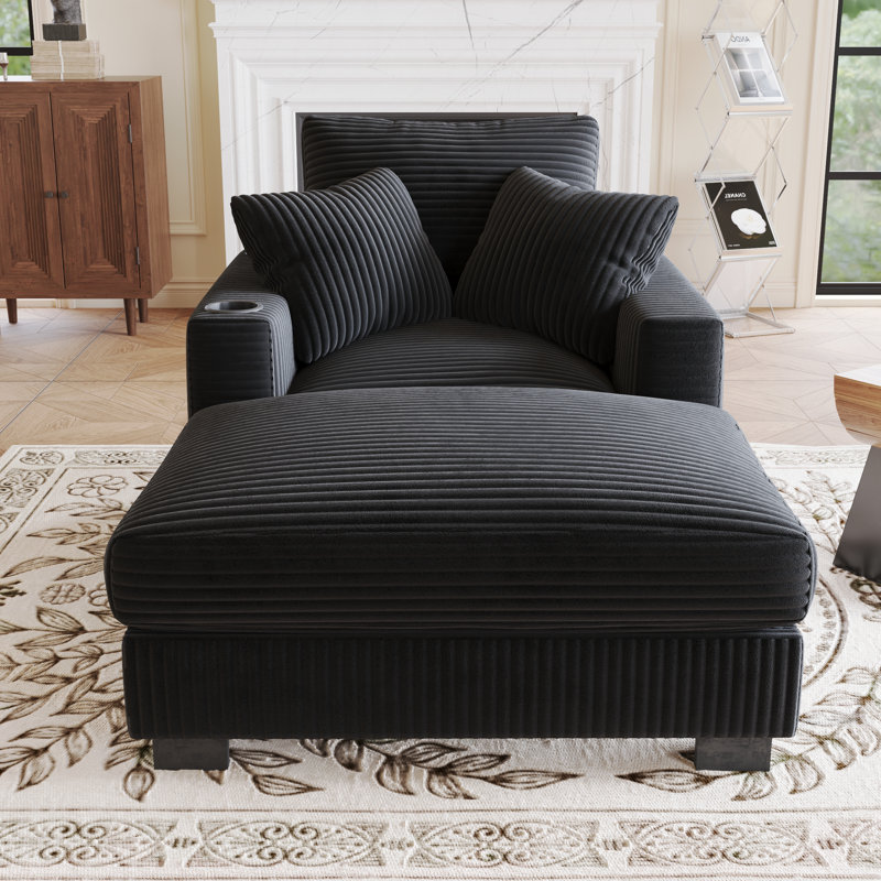 Chaise longue d'intérieur Breezia Premium Comfort avec port USB et porte-gobelet, Noir
