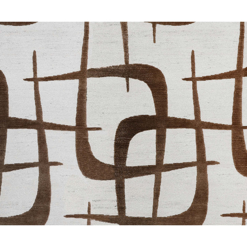 Geometric Area Rug in Ivory/Brown, Rectangle 8' x 10'