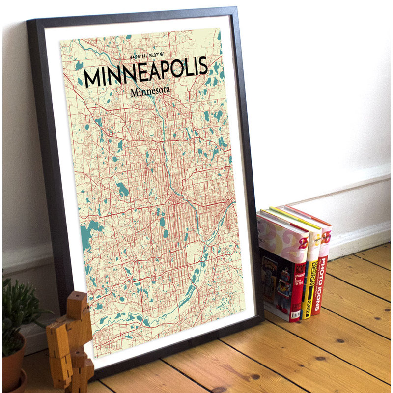 Minneapolis City Map - No Frame Print, 43.2cm H x 27.9cm W x 0.13cm D