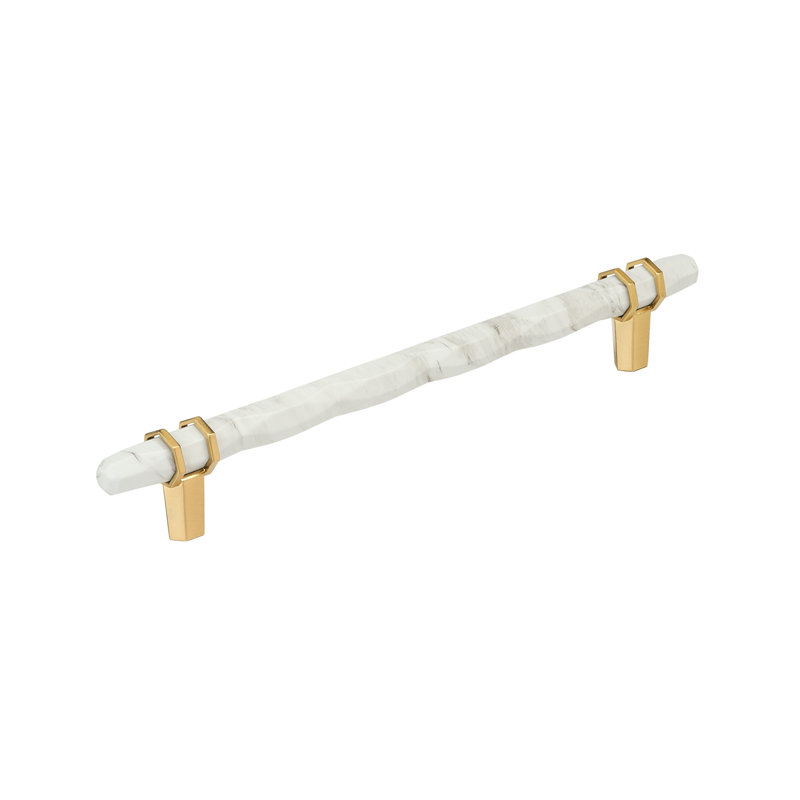 Poignée barre Carrione, Marbre blanc / bronze champagne, 8"