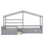 Lit plateforme House avec trois tiroirs de rangement-413176520