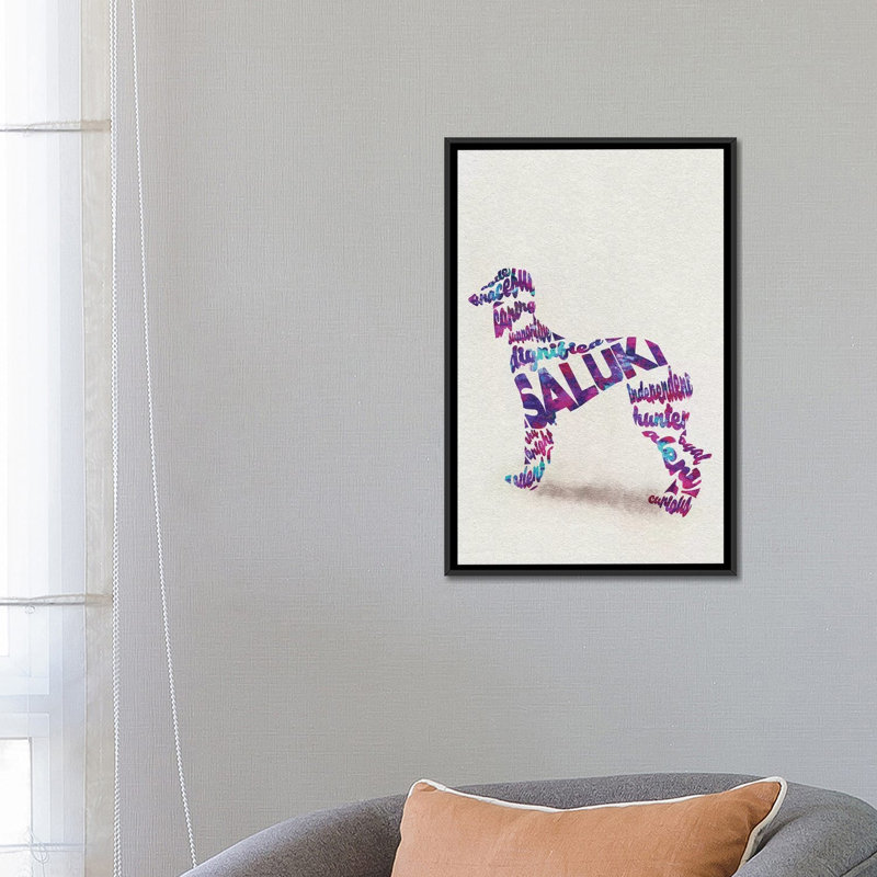 « saluki » par ayse deniz akerman, reproduction d’impression sur toile tendue, H 26 po x l 18 po x P 1,5 po, Pas de tapis
