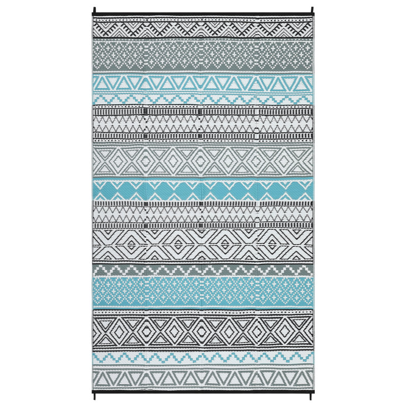 Tapis d'extérieur Boho en plastique avec paille Boho, Rectangulaire 8 pi x 10 pi
