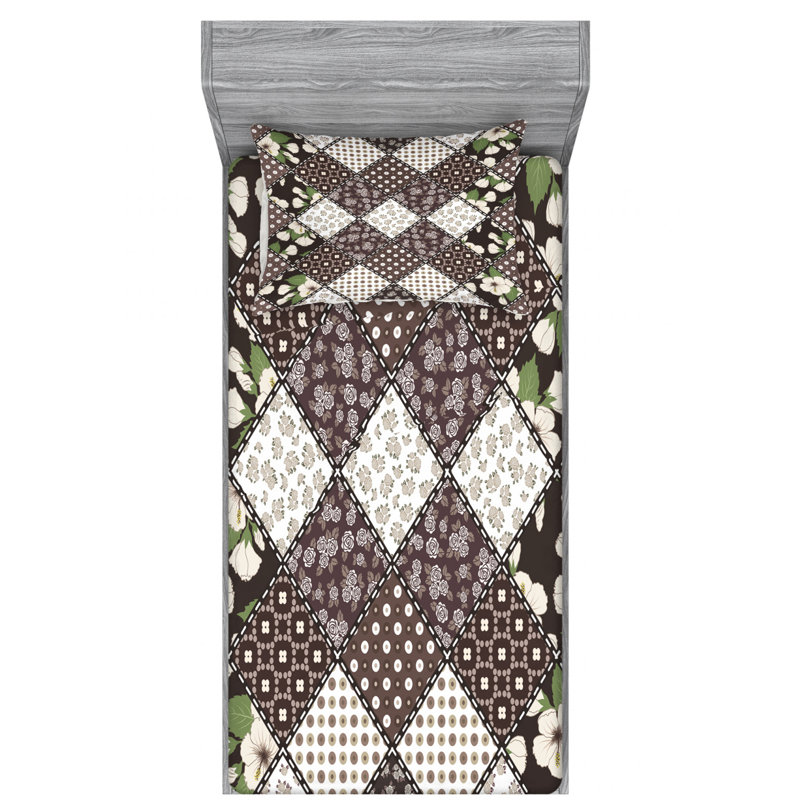 Microfiber Geometric Sheet Set, Twin XL Sheet Set with Fitted Sheet