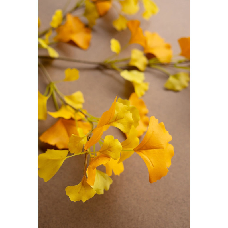  Artificial Golden Ginkgo Stem – 38" Tall Faux Botanical (Set of 6)