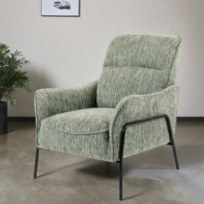Chaises d'appoint confortables, structure métallique en tissu vert, maison industrielle moderne