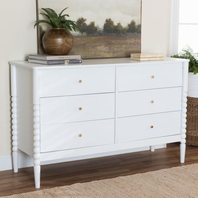 Lucera Mid-Century Bobbin Wood 6-Drawer Dresser