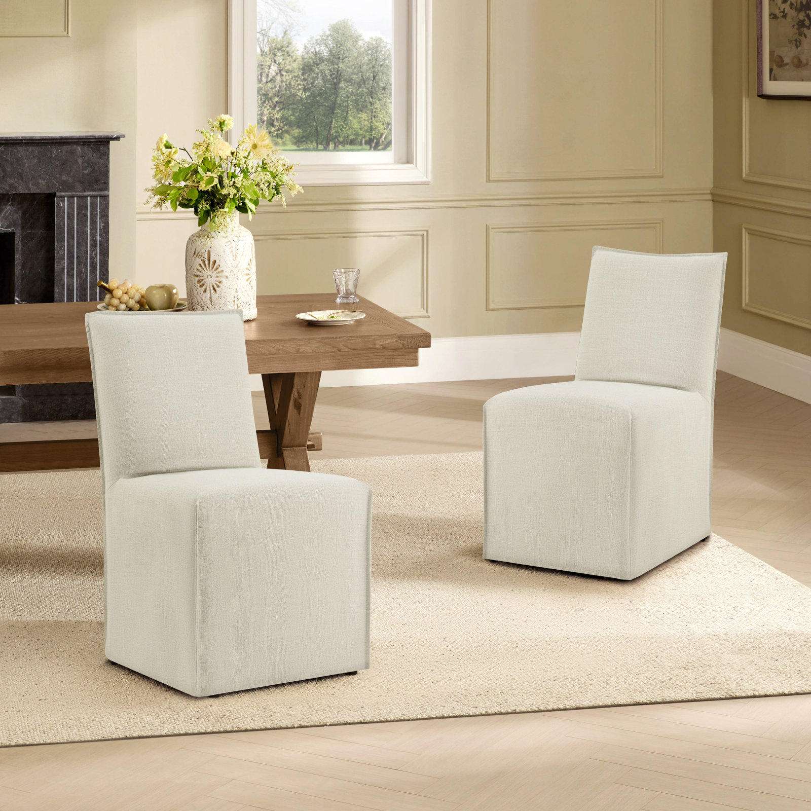 Catalan Linen Parsons Dining Chair, Performance Linen Effie Linen 