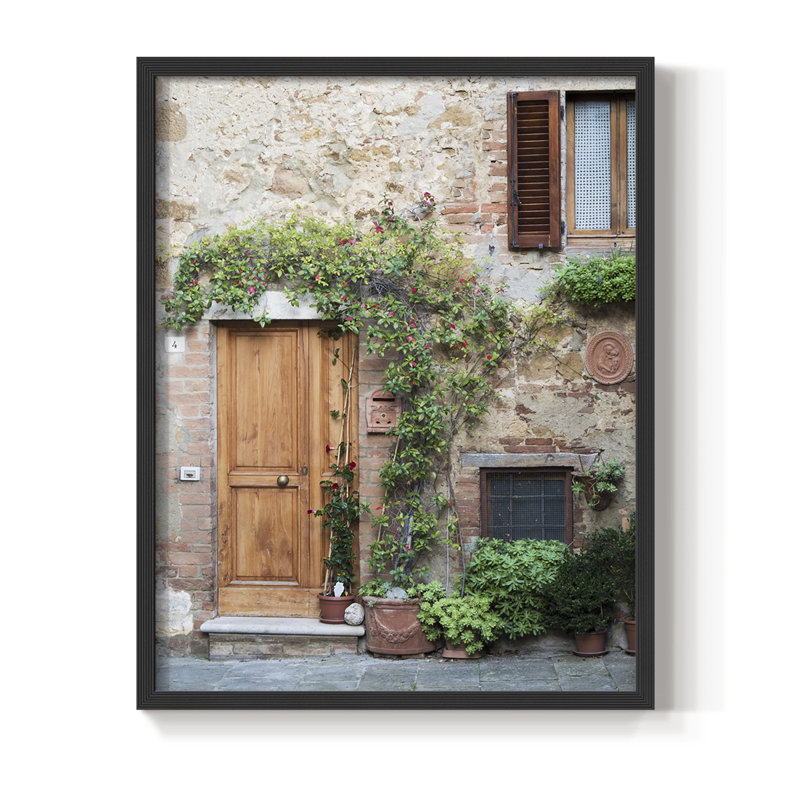Reproduction encadrée d'entrée en bois massif Pienza, Noir, H 28 po x l 22 po