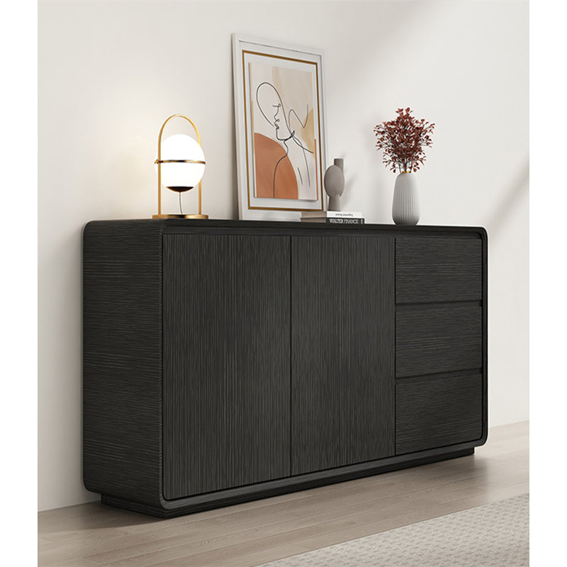 Modern Simple Solid Wood Sideboard, Black, 31.49" H x 47.24" W x 15.75" D