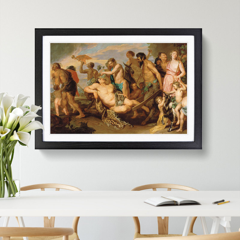 The Triumph of Bacchus by Peter Paul Rubens - Picture Frame Painting on MDF, 27cm H x 36cm W x 2cm D, Black Framed