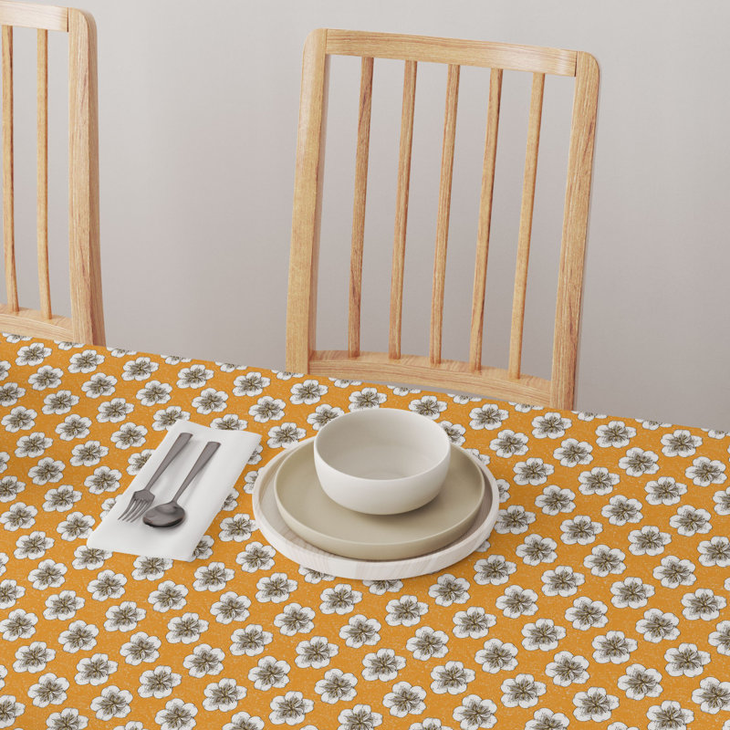 Rectangular Floral Cotton Twill Tablecloth
