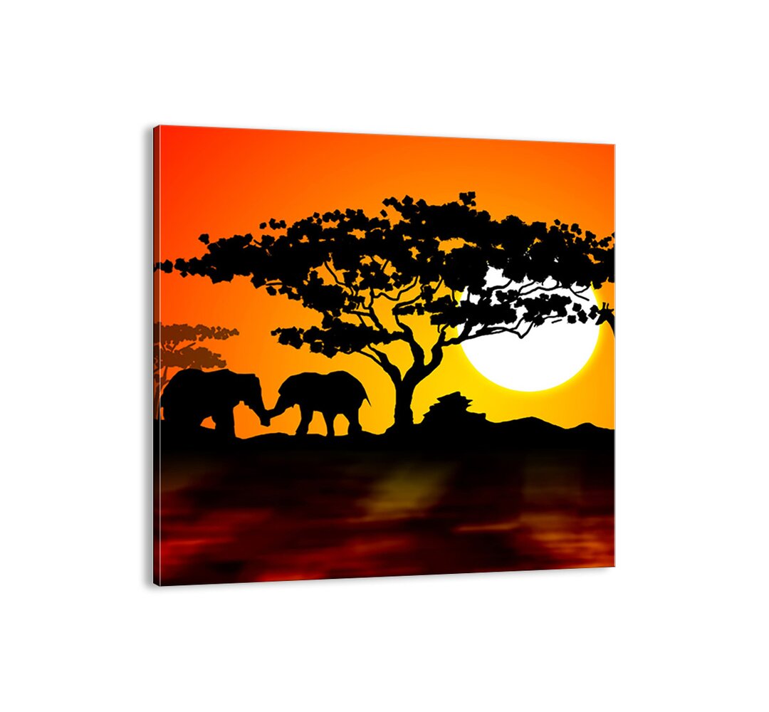 Leinwandbild - Grafikdruck „Meeting on Savanna”