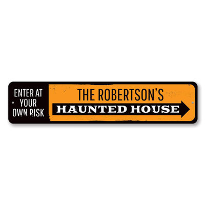 Haunted House Arrow Aluminum Sign