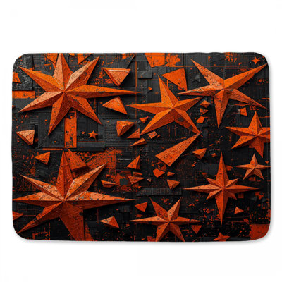 Orange Star Shapes Bath Mat