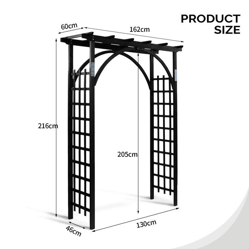 Tonnelle en bois massif Ea l 62,99 po x P 23,62 po, Noir
