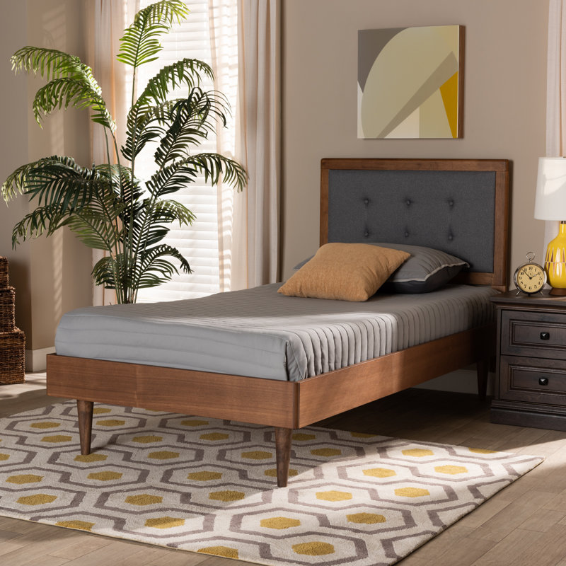 Lit plateforme simple Cleverge Mid-Century, Brun / gris foncé