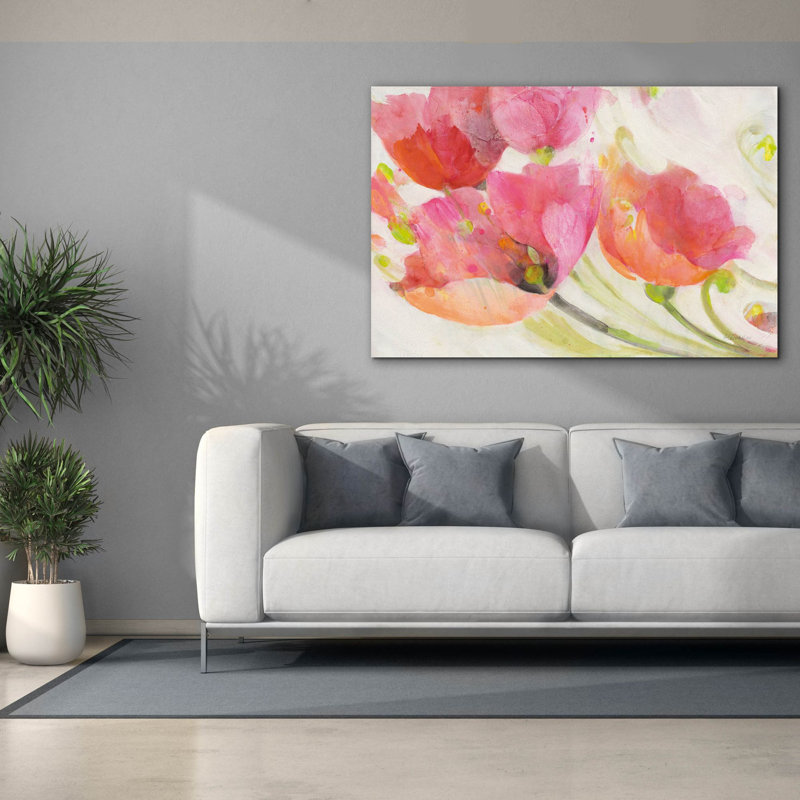 «Poppies In The Breeze» par Albena Hristova, art mural sur toile, H 40 po x l 60 po