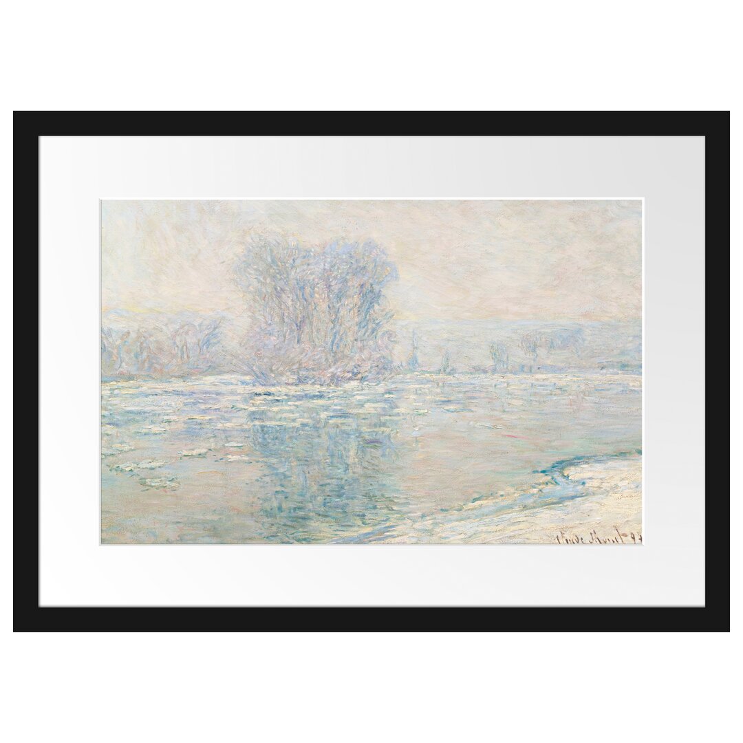 Claude Monet - Eisschollen - Im Bilderrahmen Mit Galerie-Passepartout