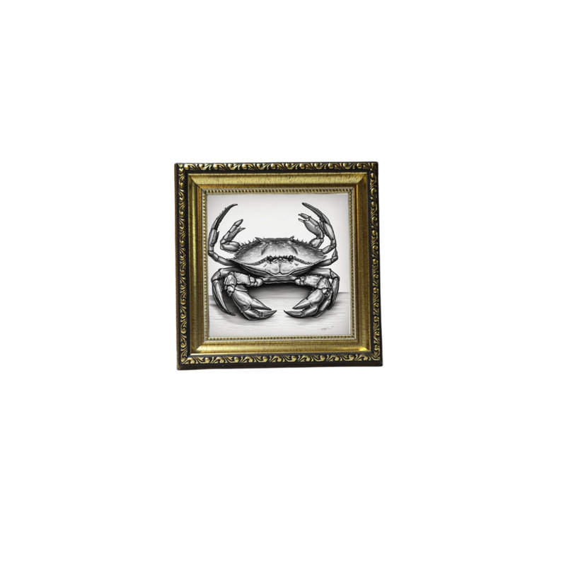 Crabe bleu ayotomi en noir et blanc, H 9 po x l 7 po