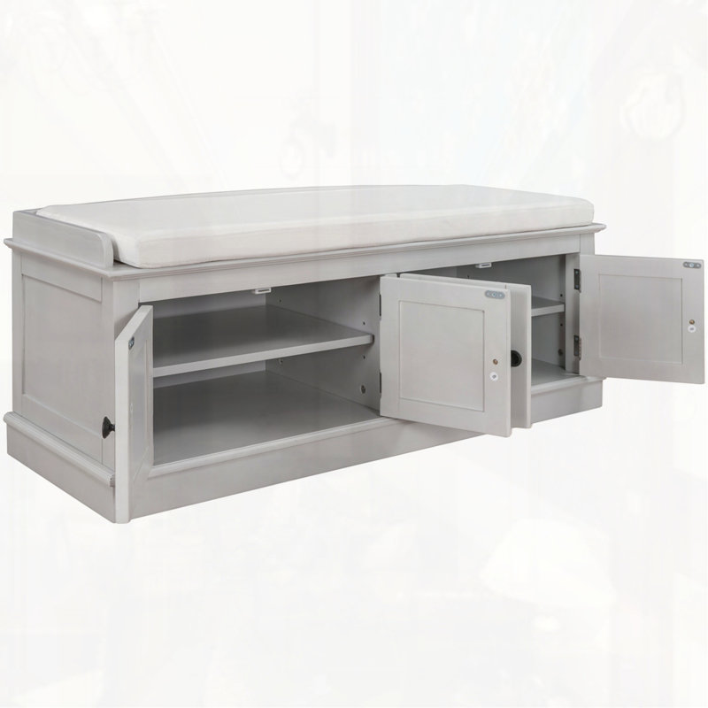 Banc d'entrée pour chaussures avec coussin amovible, Gris