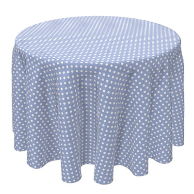 Bullange Fabric Textile Products, Inc. Round Tablecloth, 100% Cotton, 60 Round", Pale Blue Polka Dots