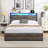 Antique Gray Bed Frame With Led Lights & Storage - 16 Colors. Easy Assembly Full Size Headboard Charging Station, ,