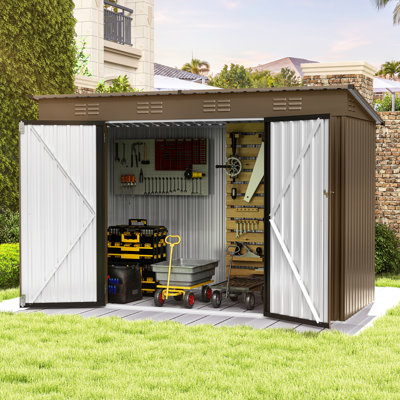 Remise de rangement en métal 5 x 3 pi, verrouillable avec bouches d'aération pour le jardin