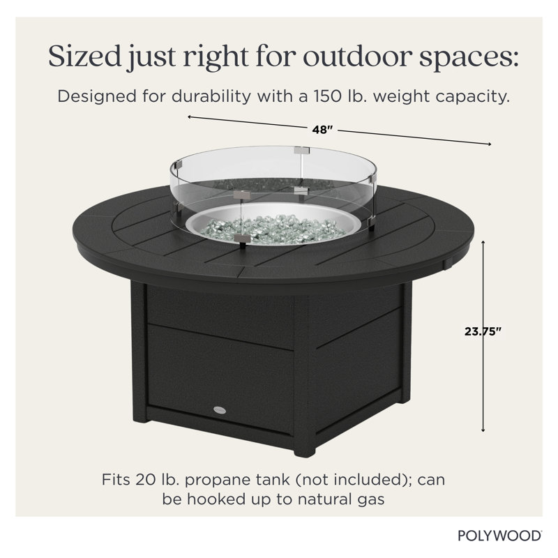 POLYWOOD Round 48" Fire Pit Table, Mahogany