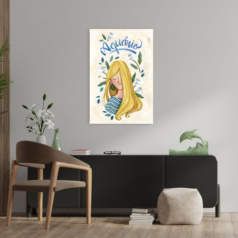 Aquarius Floral Portrait Dreamy Peaceful Serene Lily Portrait Flower Wall Art Print 1 Piece Wrapped Canvas Wall Art